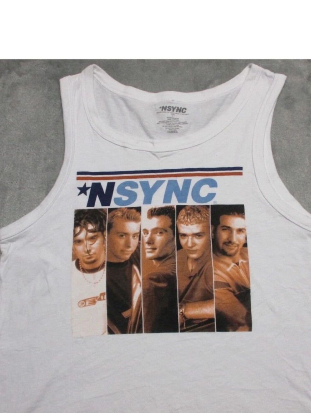 NSYNC Vtg Y2k Shirt Womens XL White Blue World Tour Rock Music Band Tank Top - Picture 2 of 7